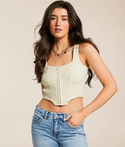 Textured Corset Cropped Tank Top