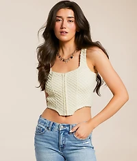 Textured Corset Cropped Tank Top