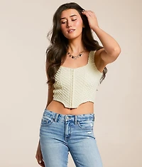 Textured Corset Cropped Tank Top