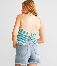 Crochet Halter Cropped Tank Top