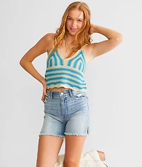 Crochet Halter Cropped Tank Top
