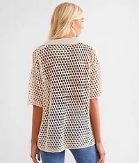 Open Stitch Cardigan Sweater