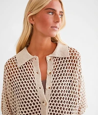 Open Stitch Cardigan Sweater