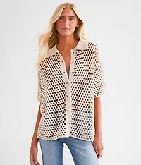 Open Stitch Cardigan Sweater