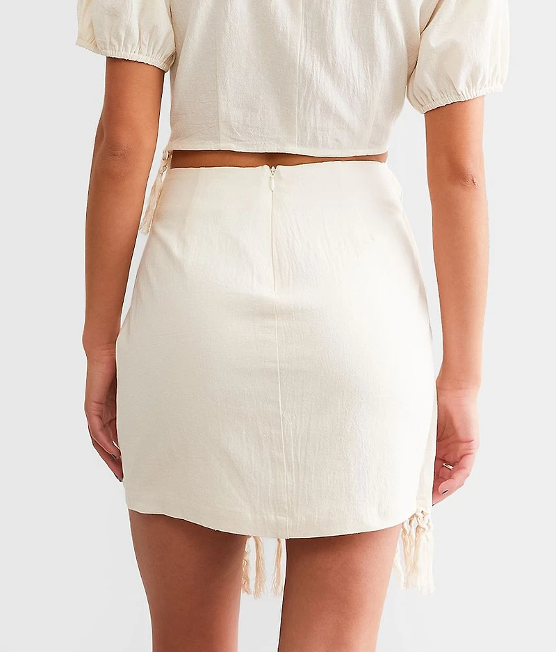 Asymmetrical Fringe Mini Skirt