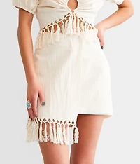 Asymmetrical Fringe Mini Skirt