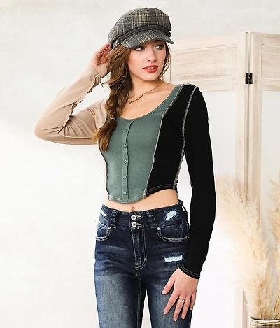 Color Block Cropped Top