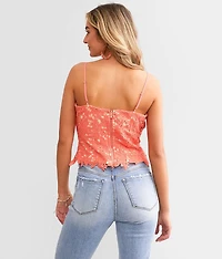 Lace-Up Crochet Tank Top