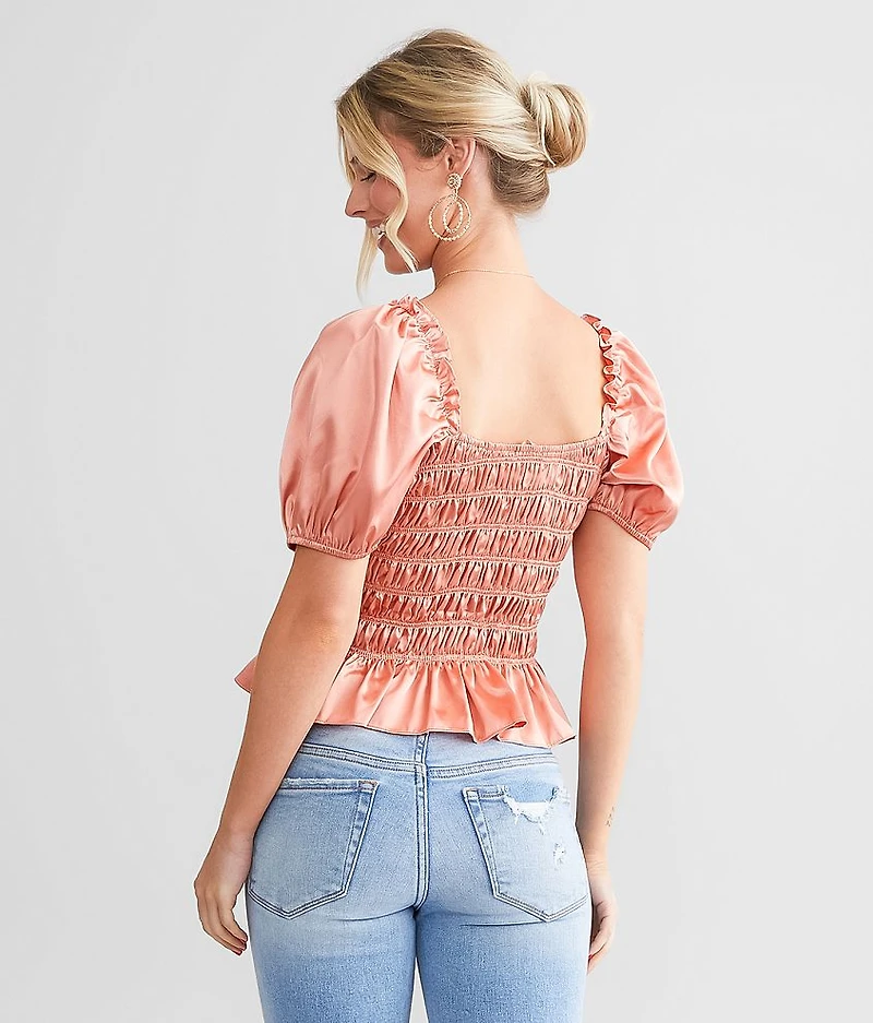 Smocked Satin Top