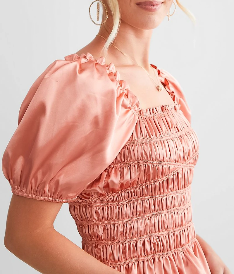 Smocked Satin Top