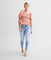 Smocked Satin Top