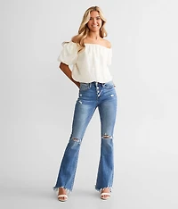 Metallic Striped Bubble Cropped Top