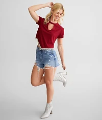 Rhinestone Fringe Keyhole Top