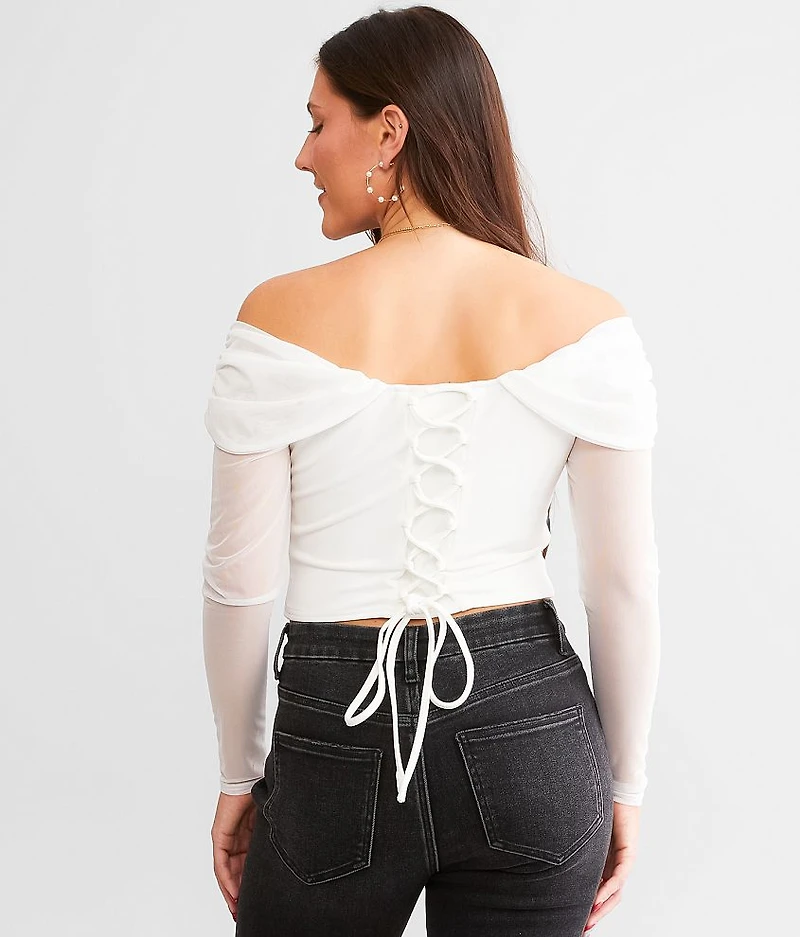 Mesh Off The Shoulder Corset Top