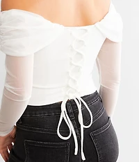 Mesh Off The Shoulder Corset Top
