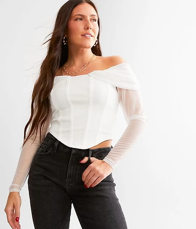 Mesh Off The Shoulder Corset Top