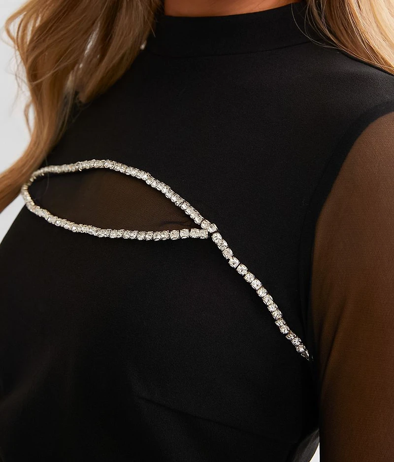 Rhinestone Cut-Out Top