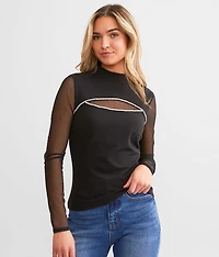 Rhinestone Cut-Out Top