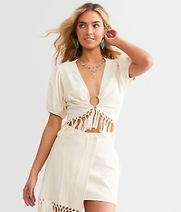 O Ring Cropped Fringe Top