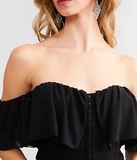 Off The Shoulder Corset Cropped Top