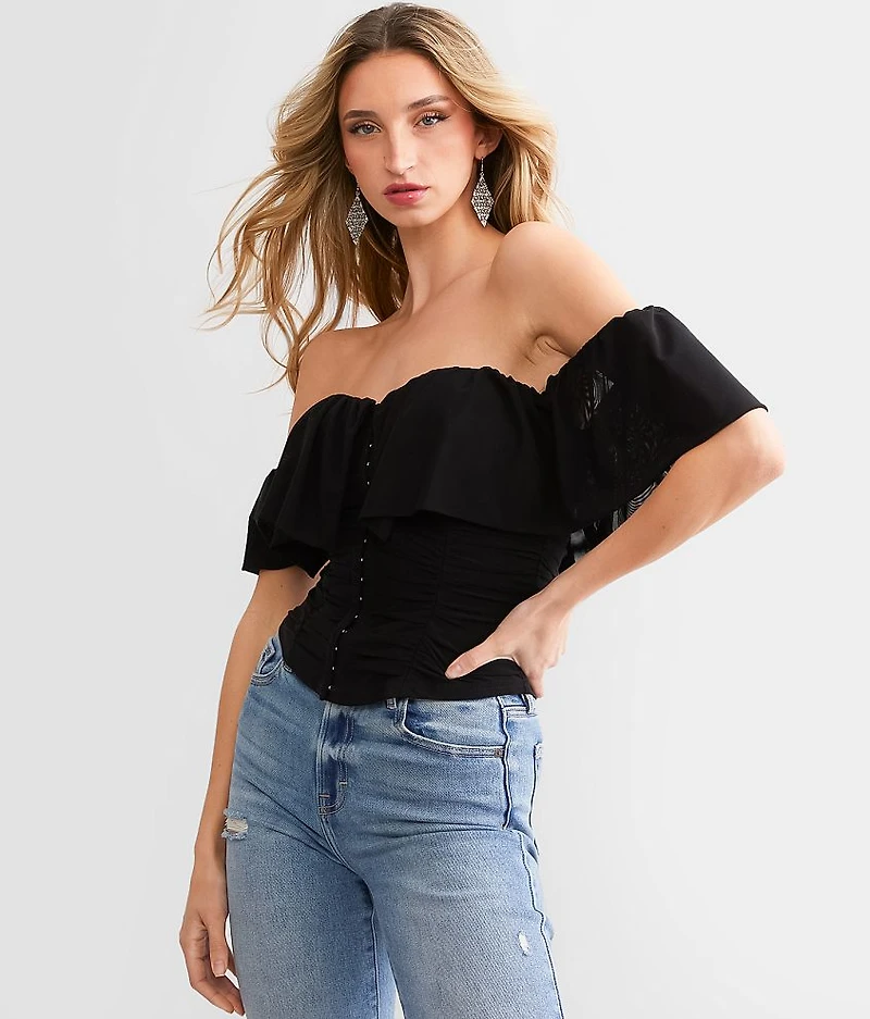 Off The Shoulder Corset Cropped Top