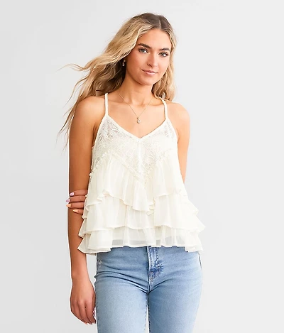 Tiered Ruffle Chiffon Tank Top