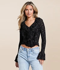 Foral Ruffle Smocked Top