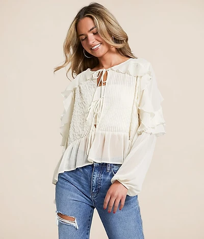 Ruffle Pleated Top