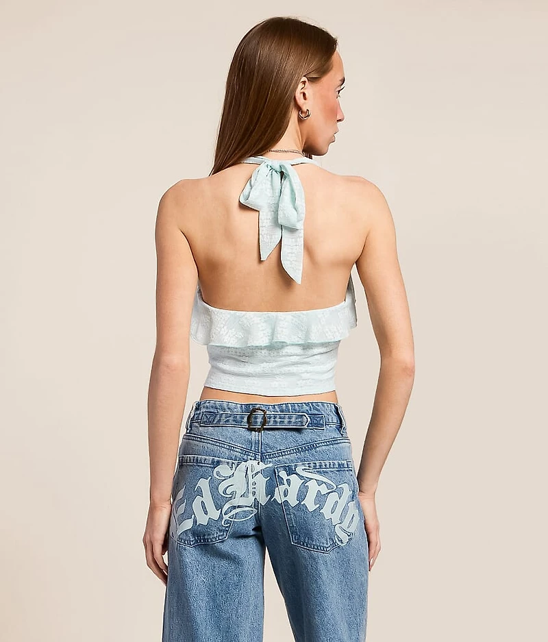 Lace Ruffle Halter Top