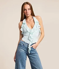 Lace Ruffle Halter Top