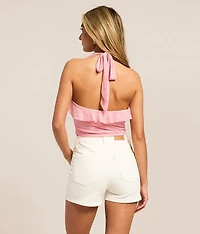 Lace Ruffle Halter Top