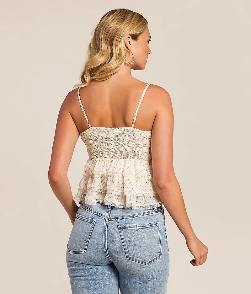 Ruffle Dot Peplum Tank Top