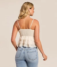 Ruffle Dot Peplum Tank Top