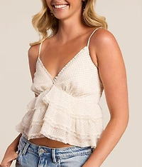 Ruffle Dot Peplum Tank Top