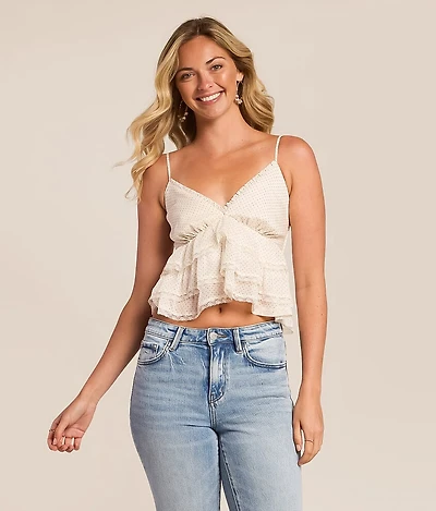 Ruffle Dot Peplum Tank Top