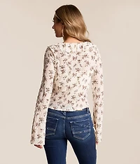 Floral Ruffle Cropped Top