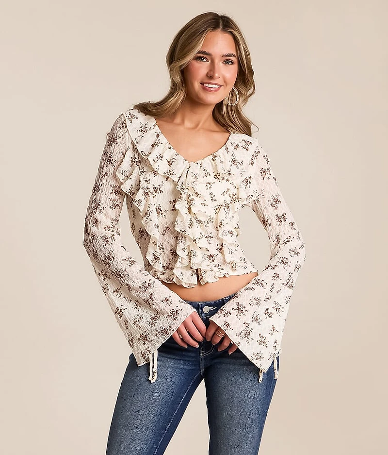 Floral Ruffle Cropped Top