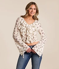 Floral Ruffle Cropped Top