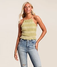 Tiered Ruffle Halter Tank Top