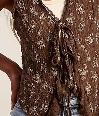 Ruffle Front Tie Tank Top
