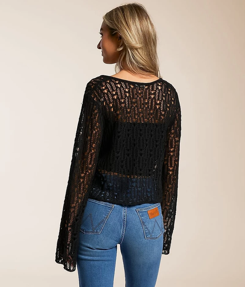 Front Tie Cropped Cardigan Sweater