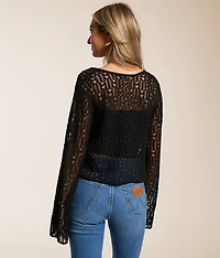 Front Tie Cropped Cardigan Sweater