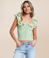 Smocked Ruffle Cropped Tank Top