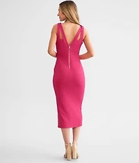 Textured Square Neck Midi Dress