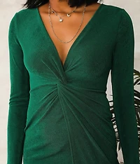 Twist Front Sheen Mini Dress