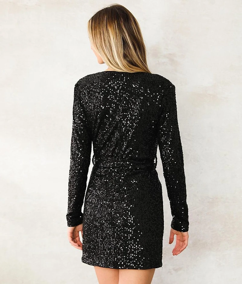 Surplice Sequin Mini Dress