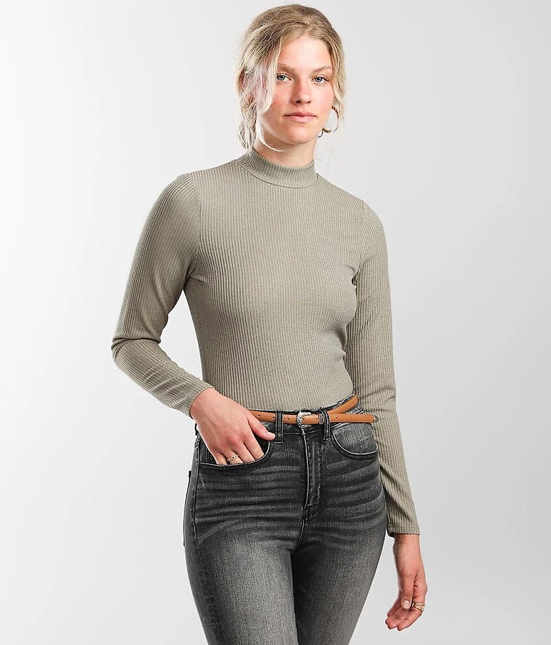 Ribbed Mock Neck Top