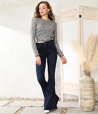 Sequin Mesh Open Back Cropped Top