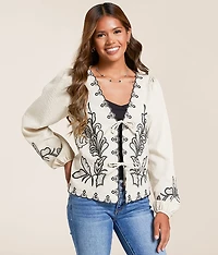 Embroidered Front Tie Top