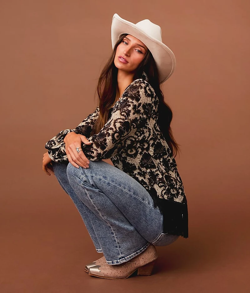 Floral Mesh Fringe Top